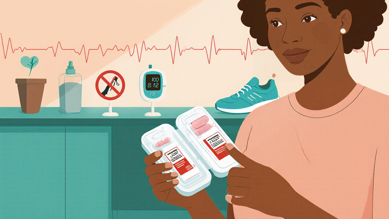 Patient taking medication and leading a healthy lifestyle after stent placement.