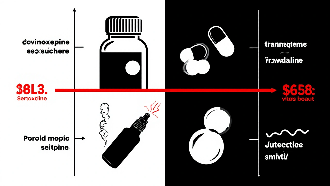 Six panels compare PE treatments with pill, spray, and syringe symbols, red accents denote onset times.