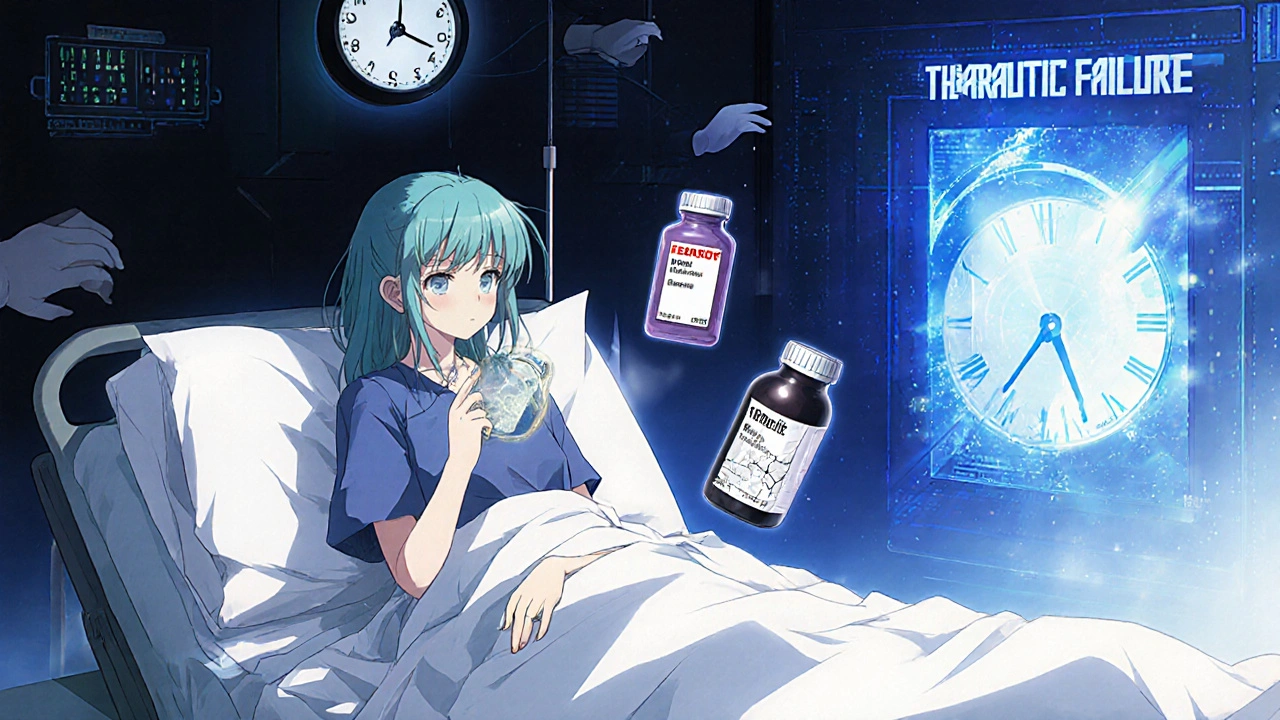 Patient on hospital bed as brand-name drug fades, replaced by a cracked generic pill under a 2025 countdown.